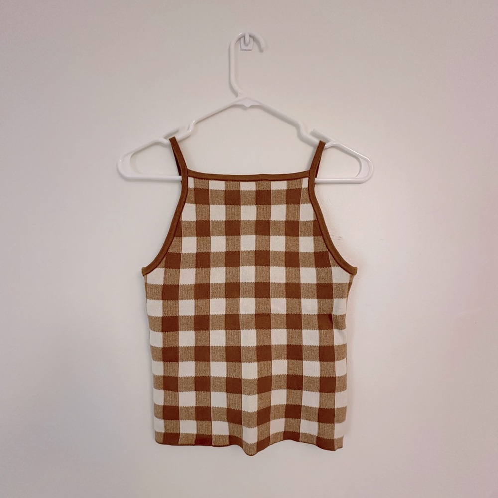 Madewell Mustard / Burnt Yellow Checkered Tank Top Size XXS